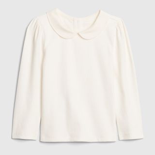 ベビーギャップ(babyGAP)の新品　babygap 長袖　襟　90 トップス　丸襟　ホワイト　白　シャツ(Tシャツ/カットソー)