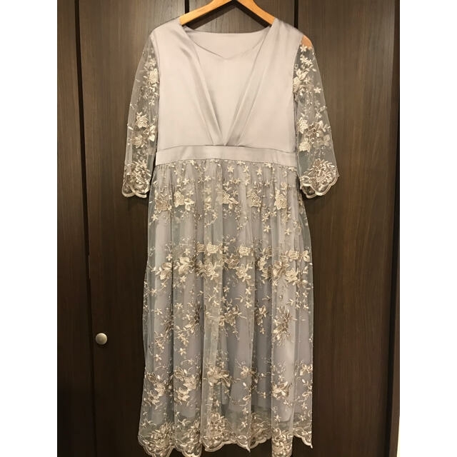 LIMI feu 15SS 異素材切替 変形デザイン ドレス グレーS