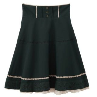 アクシーズファム(axes femme)の新品♪ axes femme はしごレース ハイウエストスカート グリーン(ひざ丈スカート)