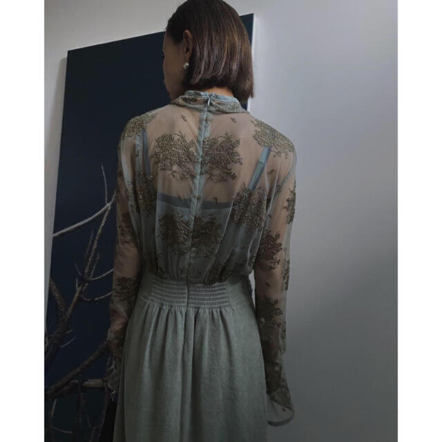 セール商品 Ameri VINTAGE Flower lace dress セージグリーン | i4mx.com