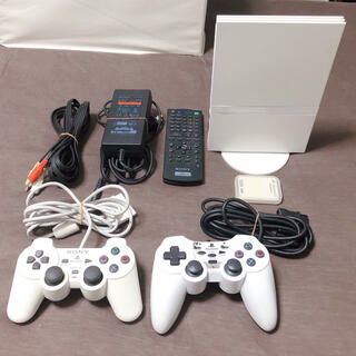 プレイステーション2(PlayStation2)の美品 プレイステーション2 本体 ホワイト 薄型 SCPH-75000(家庭用ゲーム機本体)