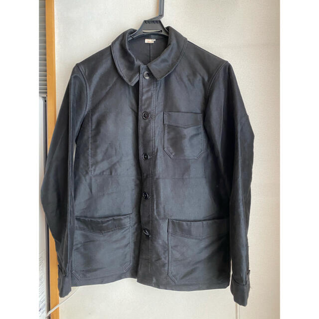 40-50'sFrench Work Black Moleskin Jacket