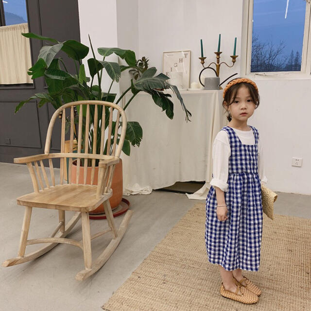 新品　ギンガムチェックサロペットワンピース　女の子　夏 キッズ/ベビー/マタニティのキッズ服女の子用(90cm~)(ワンピース)の商品写真