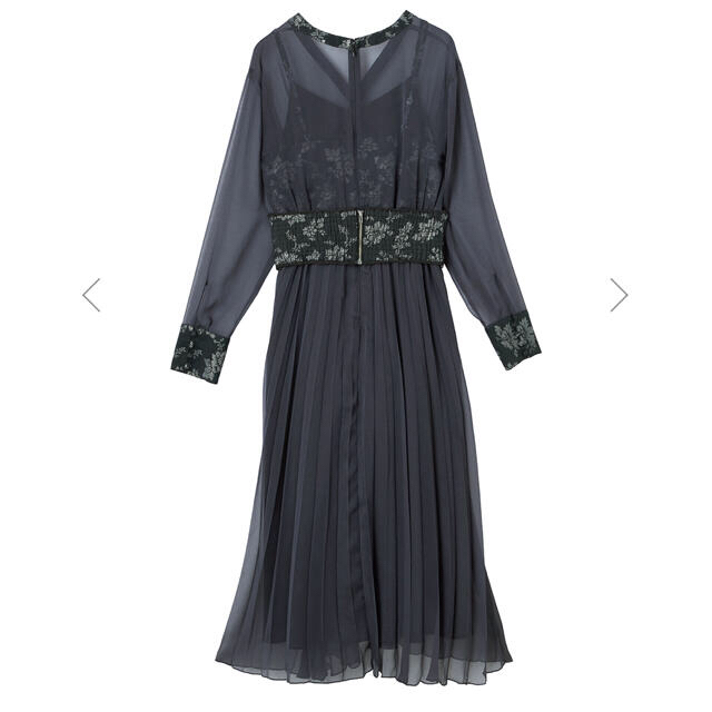 Ameri VINTAGE(アメリヴィンテージ)のAMERI CLAIRE JACQUARD PLEATS DRESS レディースのワンピース(ロングワンピース/マキシワンピース)の商品写真