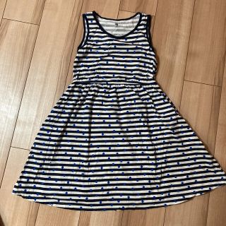 ユニクロ(UNIQLO)のユニクロ　ボーダー　ドット　ワンピース150(ワンピース)