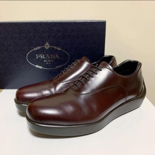 プラダ(PRADA)の☆美品 プラダ PRADA 内羽根 レースアップ シューズ 赤茶 イタリア製(ドレス/ビジネス)