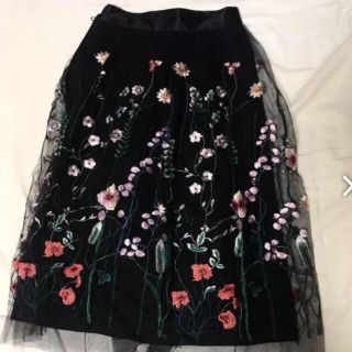 エイチアンドエム(H&M)の刺繍チュールスカート(ひざ丈スカート)