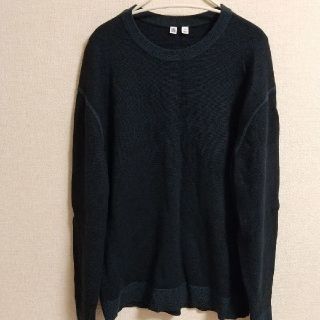 ユニクロ(UNIQLO)のユニクロ ミラノリブ コットン ニット ネイビー(スウェット)