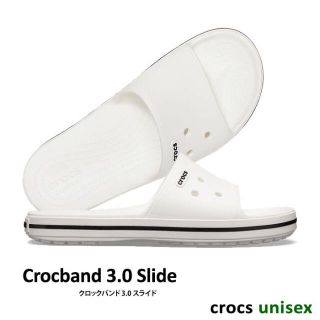 クロックス(crocs)の25cm クロックバンド 3.0 スライド/ ホワイト×ブラック M7W9(サンダル)