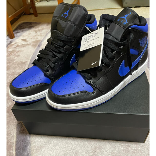 AIR JORDAN 1 MID BLACK/HYPER ROYAL-WHITE