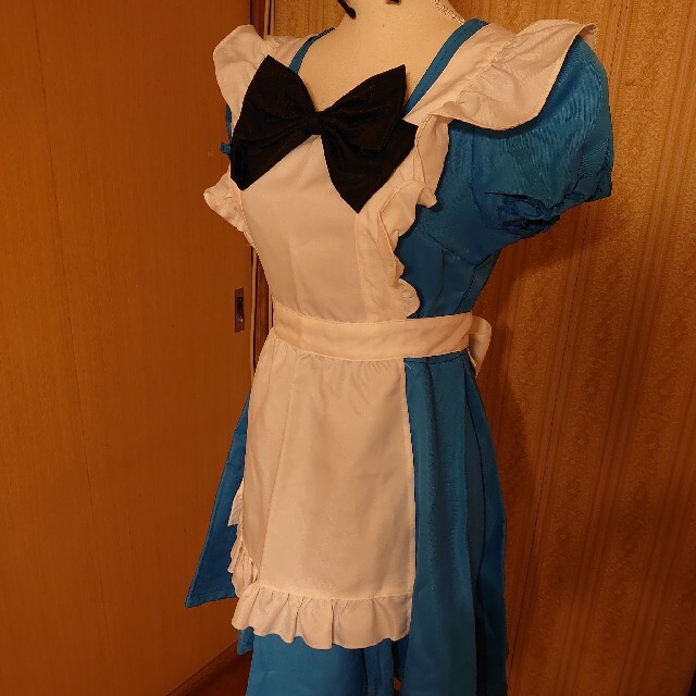 BODYLINE(ボディライン)の【4点セット】コスプレ メイド服 リボンカチューシャ付き M ブルー エンタメ/ホビーのコスプレ(衣装一式)の商品写真