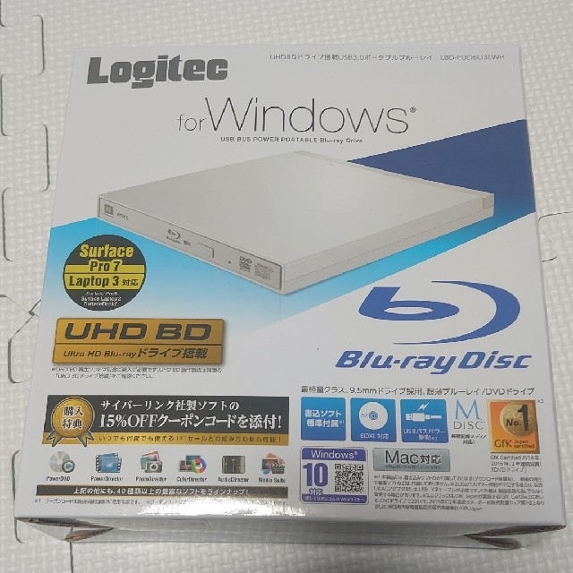 Logitec ポータブルブルーレイ LBD-PUD6U3LWH