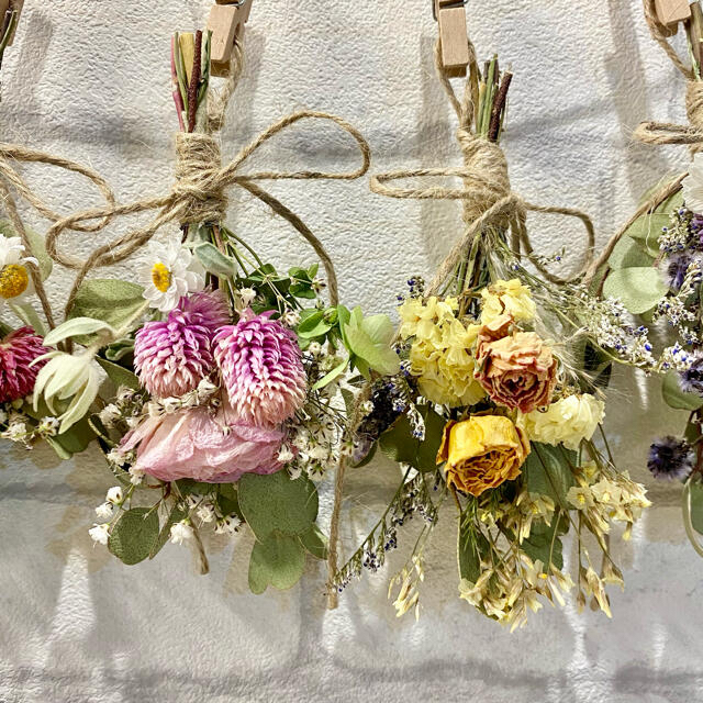 ドライフラワー スワッグ ガーランド❁204 カラフル 薔薇 かすみ草 花束♪ 【高知インター店】 47700円 パンパスグラス ドライフラワー No.204