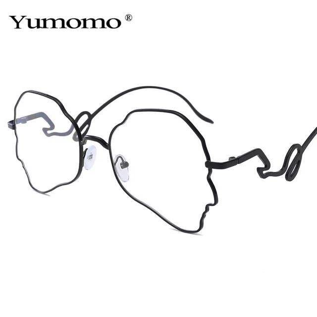 おしゃれメガネ変形フレーム個性的デザインサングラス眼鏡ブラックUV M002 レディースのファッション小物(サングラス/メガネ)の商品写真