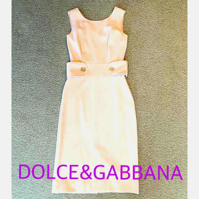 レディース美品　DOLCE&GABBANA ドルガバ　ベージュ　膝下丈　ワンピース