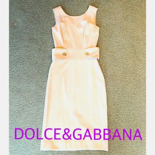 ドルチェアンドガッバーナ(DOLCE&GABBANA)の美品　DOLCE&GABBANA ドルガバ　ベージュ　膝下丈　ワンピース(ひざ丈ワンピース)