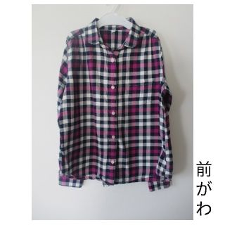 ユニクロ(UNIQLO)のﾌﾞﾛｯｸﾁｪｯｸｼｬﾂ☆UNIQLO☆長袖☆ｶｼﾞｭｱﾙ☆ﾋﾟﾝｸ系☆150(Tシャツ/カットソー)