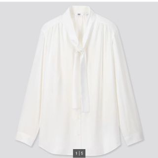 ユニクロ(UNIQLO)の【ゆんぴょさま専用】UNIQLO レーヨンボウタイブラウス（長袖）(シャツ/ブラウス(長袖/七分))