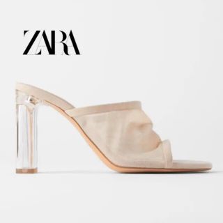 ザラ(ZARA)のZARA ザラ メッシュハイヒールミュール 39 ベージュ(ミュール)