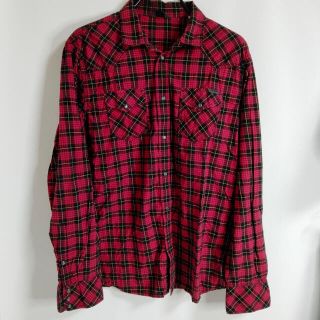 ディーゼル(DIESEL)のディーゼル　チェックシャツ ネルシャツ　赤　レディース　Lサイズ(シャツ/ブラウス(長袖/七分))