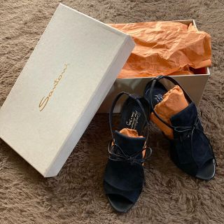 サントーニ(Santoni)の【未使用】イタリア高級ブランドSantoni★スエードオープントゥパンプス(ハイヒール/パンプス)