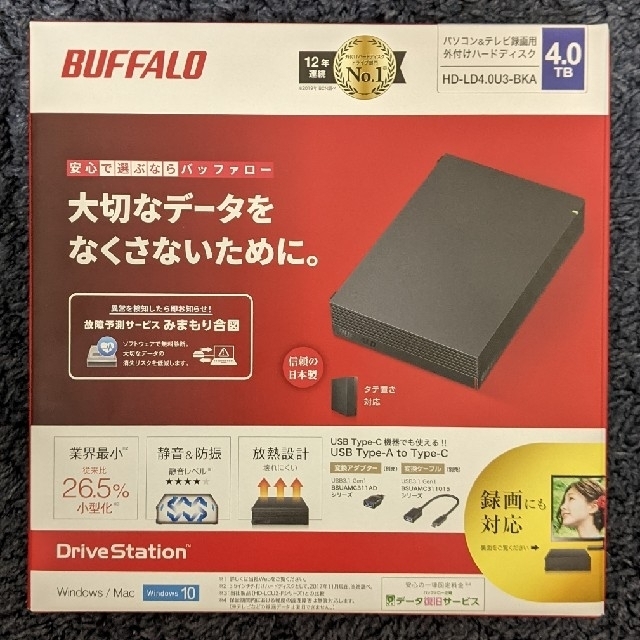 Buffalo(バッファロー)の新品未開封　バッファロー　HD-LD4.0U3-BKA外付けハードディスク スマホ/家電/カメラのPC/タブレット(PC周辺機器)の商品写真