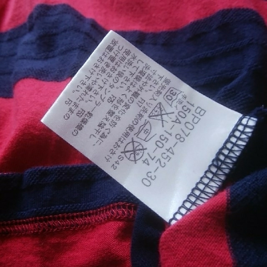 BURBERRY(バーバリー)のBURBERRY150半袖襟付きシャツ赤×濃紺 キッズ/ベビー/マタニティのキッズ服男の子用(90cm~)(Tシャツ/カットソー)の商品写真