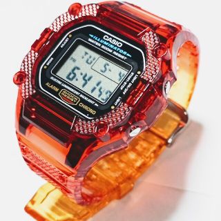 G-SHOCK用 5600互換パーツセット クリア スケルトン レッドカラー(ラバーベルト)