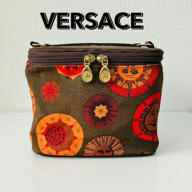 希少 レアデザイン VERSACE バニティ 化粧 総柄メイク　コスメ　ポーチ18センチマチ