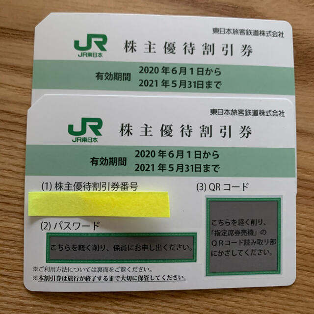 JR東日本　株主優待割引券2枚　2019年5月31日迄