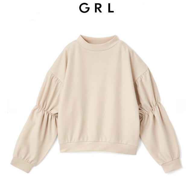 GRL(グレイル)の完売品 GRL パフスリーブプチハイネックトップス オフベージュ カットソー M レディースのトップス(カットソー(長袖/七分))の商品写真