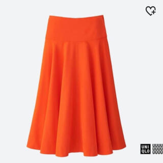 ユニクロ(UNIQLO)のUNIQLO  スカート オレンジ size:ウエスト58(ひざ丈スカート)
