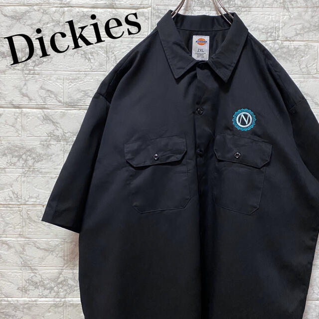 Dickies(ディッキーズ)のディッキーズ　半袖　ワークシャツ　刺繍ロゴ　ビッグシルエット　ブラック×2XL メンズのトップス(シャツ)の商品写真