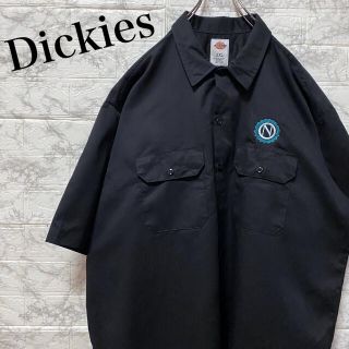 ディッキーズ(Dickies)のディッキーズ　半袖　ワークシャツ　刺繍ロゴ　ビッグシルエット　ブラック×2XL(シャツ)