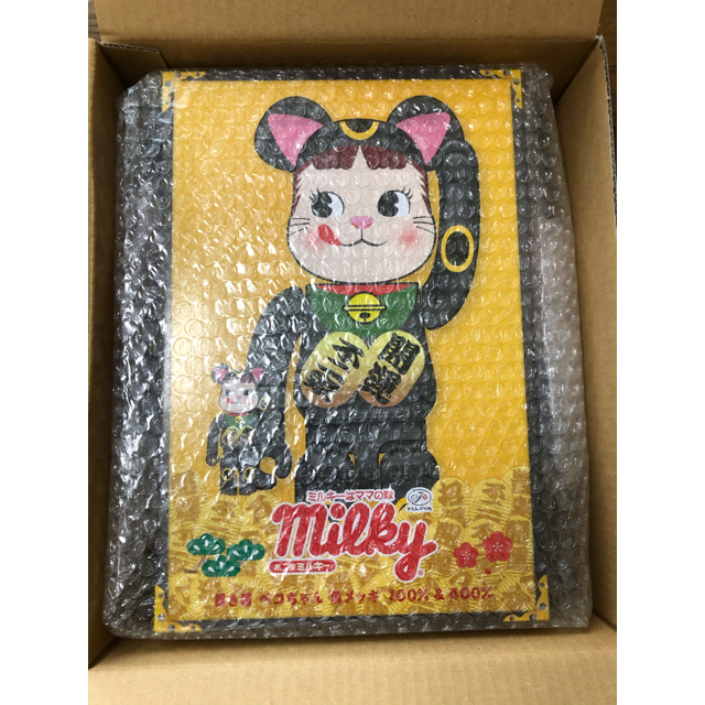 BE@RBRICK 招き猫 ペコちゃん 黒メッキ 100% & 400