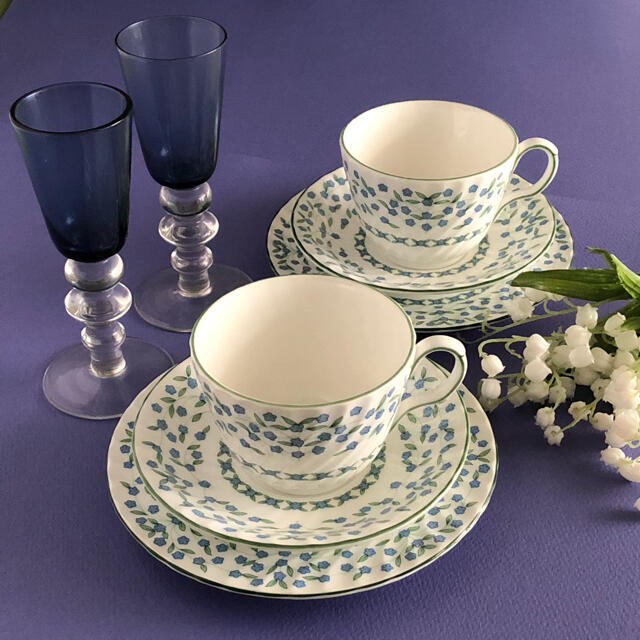 Aynsley China(エインズレイ)の【レア美品】エインズレイ★勿忘草★トリオ　ペア インテリア/住まい/日用品のキッチン/食器(食器)の商品写真