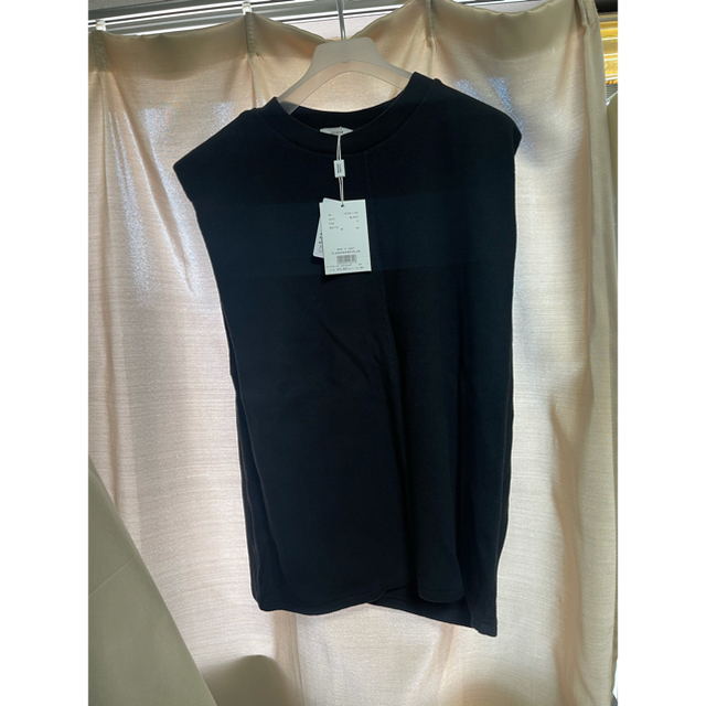 STUDIOUS(ステュディオス)のCLANE クラネ POWER SHOULDER THERMAL TOPS BK レディースのトップス(カットソー(半袖/袖なし))の商品写真