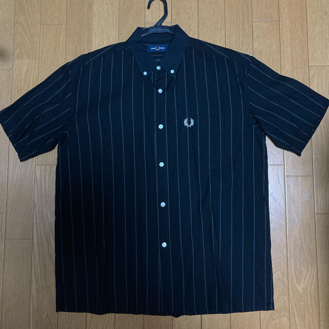 ストライプfred perry B.D Short Sleeve Shirt 黒