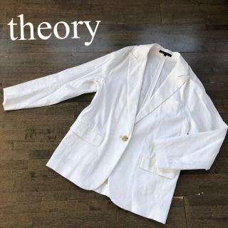 セオリー(theory)のtheory セオリー　テーラードジャケット　ホワイト　白　麻　レーヨン　XS(テーラードジャケット)