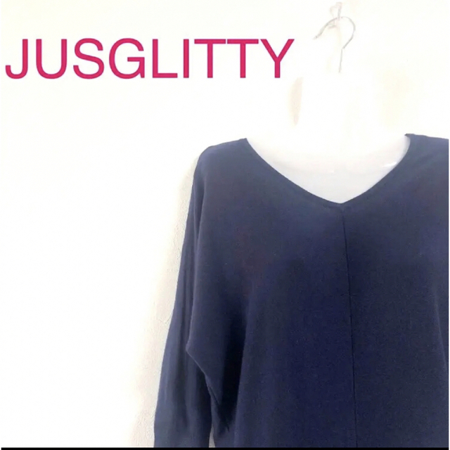 JUSGLITTY ニットロングワンピース　ネイビー