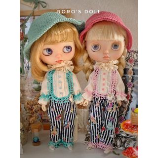 【imda2.6・ブライス兼用サイズ】(薄みどり)サーカスなオーバーオール(人形)