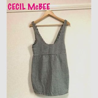 セシルマクビー(CECIL McBEE)の人気のCECIL McBEEセシルマクビー！千鳥柄ワンピース美品シンプルキレイめ(ミニワンピース)