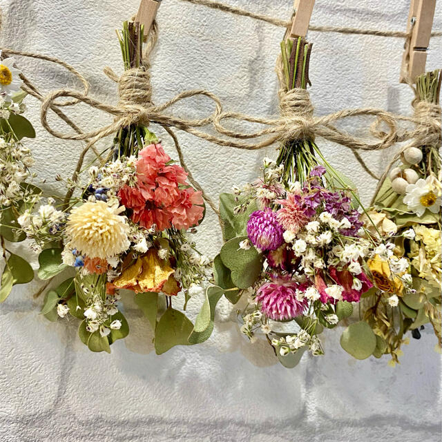 ドライフラワー スワッグ ガーランド❁205 カラフル 薔薇 かすみ草 ドライフラワー スワッグ ガーランド❁205 カラフル 薔薇 かすみ草