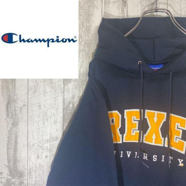 予約販売 プルオーバー 【チャンピオン】パーカー Champion フーディ 紺色 Champion 古着 パーカー 