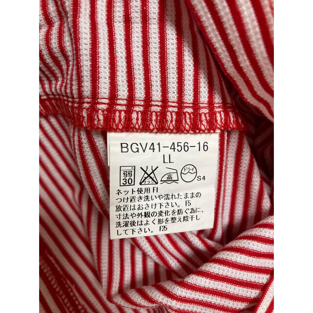 BURBERRY(バーバリー)のいるか様専用！バーバリーゴルフ　赤白ボーダー　長袖ポロシャツ　LL スポーツ/アウトドアのゴルフ(ウエア)の商品写真