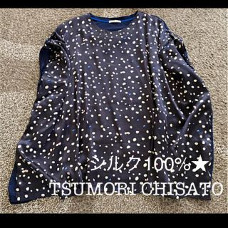 ツモリチサト(TSUMORI CHISATO)のシルク100%★ ツモリ　チサト　チュニック　ワンピース　カットソー　ドット(カットソー(半袖/袖なし))