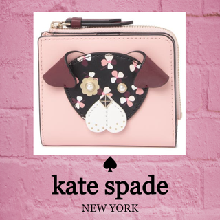 ☆SALE☆【kate spade】花柄 子犬の革の二つ折り財布 www