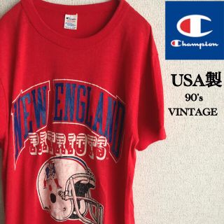 チャンピオン(Champion)の90s USA製　champion トリコタグ　プリント　半袖　Tシャツ　M(Tシャツ/カットソー(半袖/袖なし))