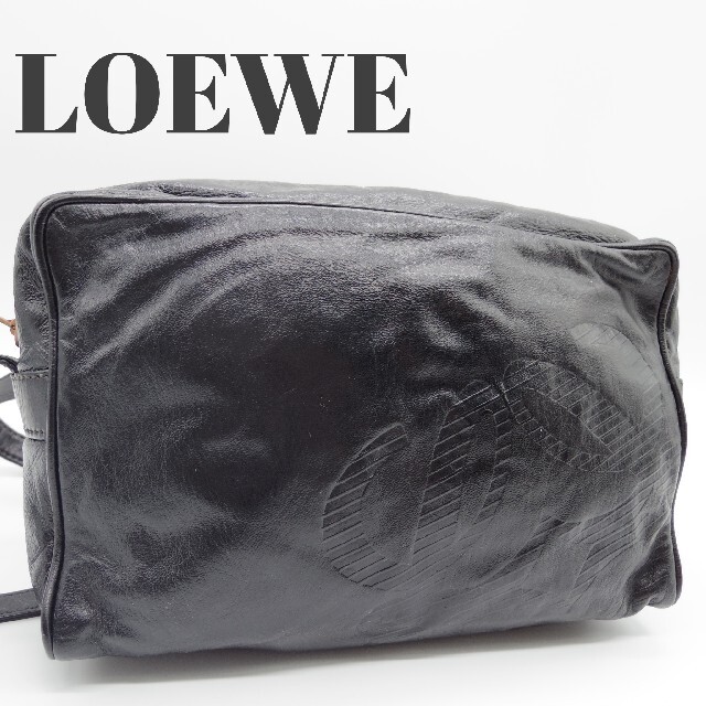 ≪美品≫ロエベ LOEWE ロゴ ショルダーバッグ 黒 ブラック