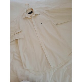 ラルフローレン90’s ホース刺繍シャツ M アイボリーホワイト メンズ(シャツ)